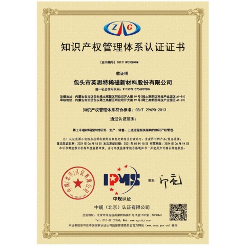 Certificate of Intellectual Property Management System